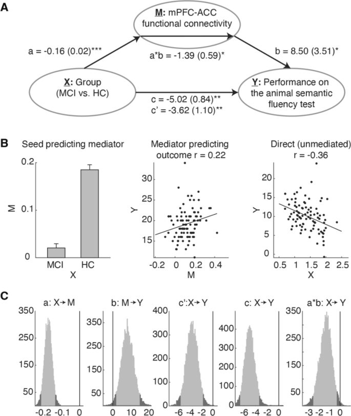 A mediation approach in resting-state connectivity between the medial ...