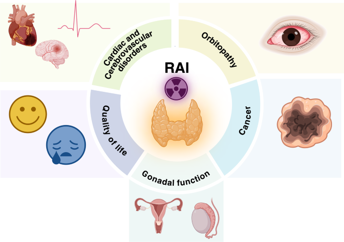 Hyperthyroidism treatment infographic related to radioactive iodine therapy outcomes