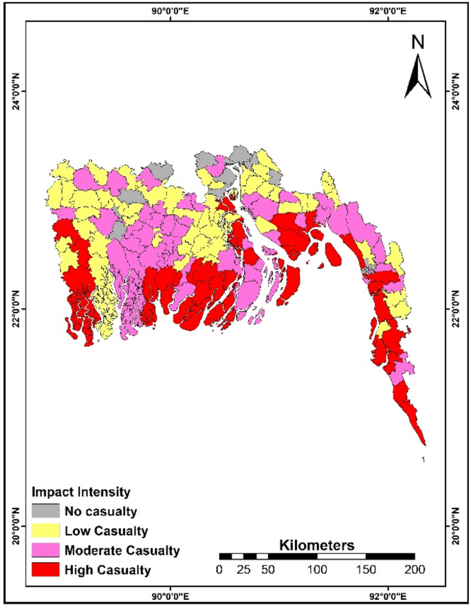 Spatiotemporal distribution of cyclone-induced casualties in coastal ...