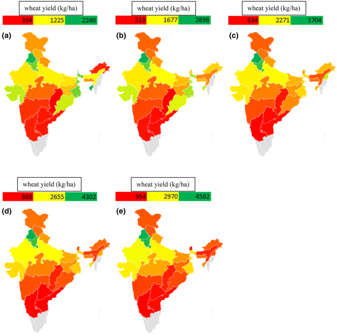Spatial And Temporal Trends In The Yields Of Three Major Crops Wheat Rice And Maize In India Springerlink