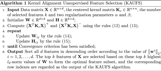 Kernel alignment for unsupervised feature selection via matrix ...