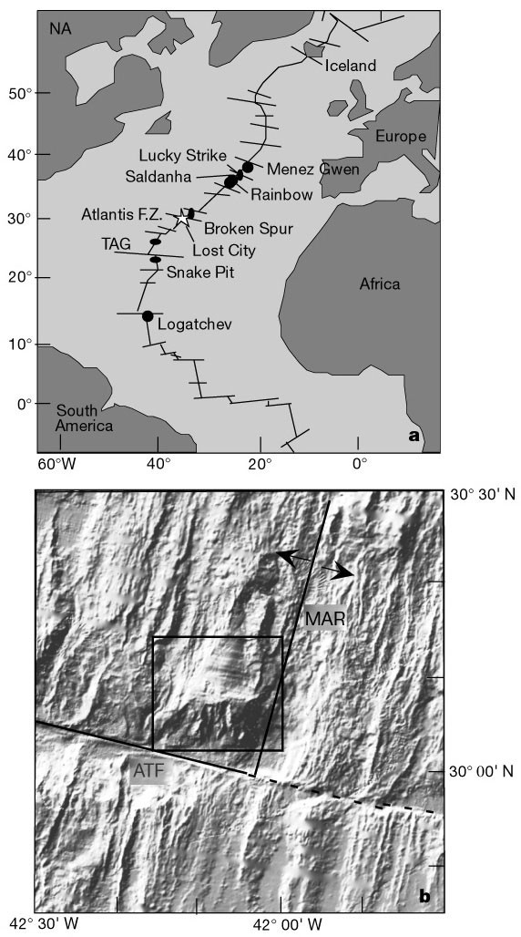 An Off Axis Hydrothermal Vent Field Near The Mid Atlantic Ridge At 30 N Nature