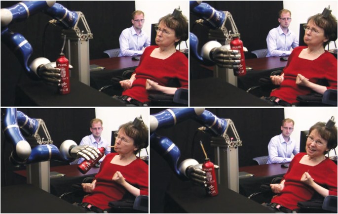 Reach and grasp by people with tetraplegia using a neurally controlled  robotic arm | Nature