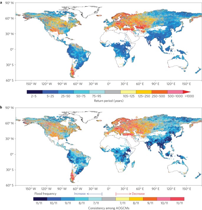 Global Flood Risk Map Global Flood Risk Under Climate Change | Nature Climate Change