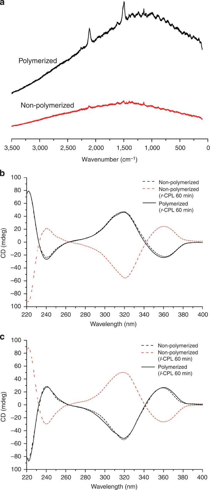 Figure 5: Locking of supramolecular chirality by photopolymerization.