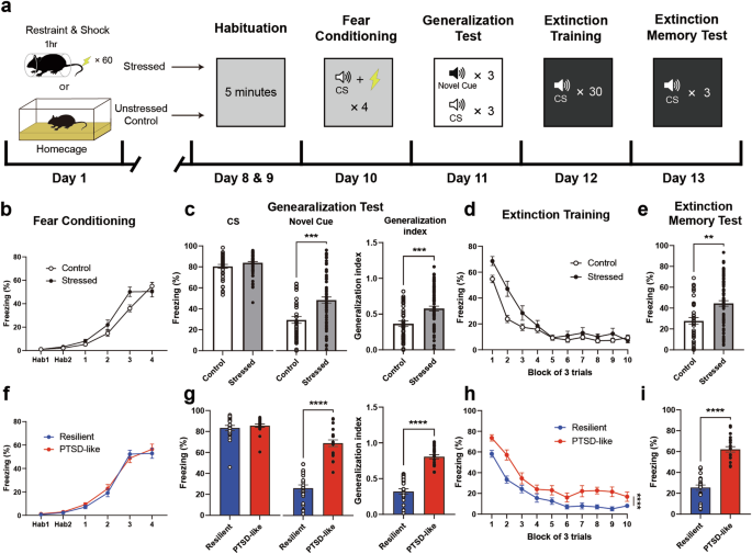 Fig. 3: Only a subset of mice exhibit PTSD-like fear responses after stress exposure.