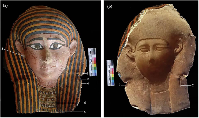 Fig. 1: Images of the polychrome cartonnage mask.