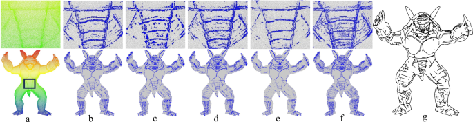 Fig. 13: Feature Extraction and Line Drawings for Armadilo.