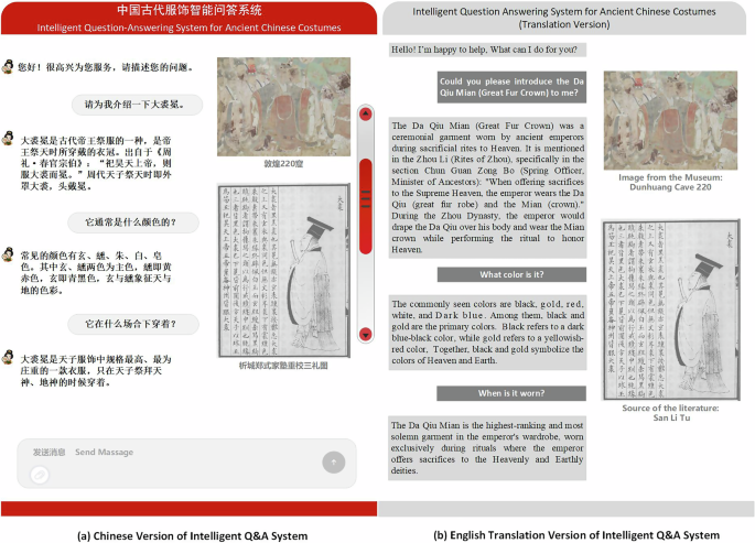 Fig. 9: Ancient Chinese costumes Q&A system interface.