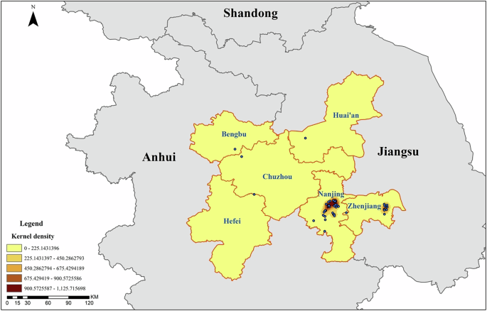 Fig. 4: Kernel density map of SRSCs.
