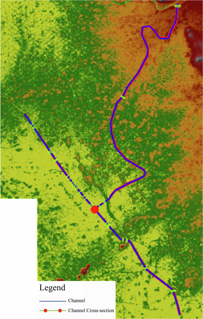 Fig. 12: Geometric model of the Nanwang area channel and hydraulic structures.