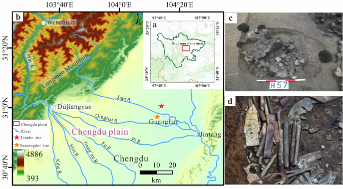 Fig. 1: Location of study sites and cultural remains.
