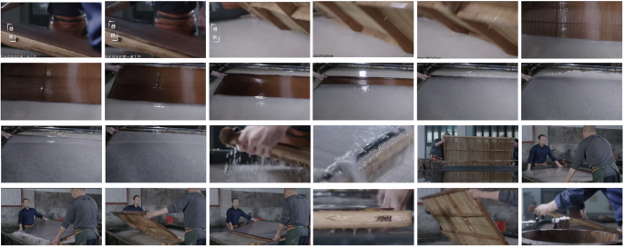 Fig. 13: Extraction of key frames from the video of the “paper forming” process.