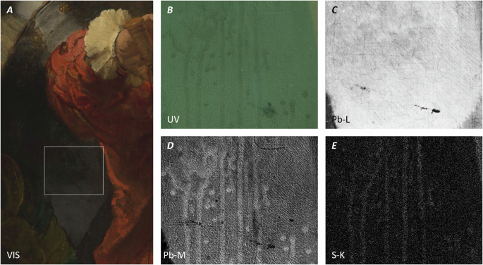 Fig. 4: High-resolution MA-XRF imaging of the acid attack area in The Night Watch.