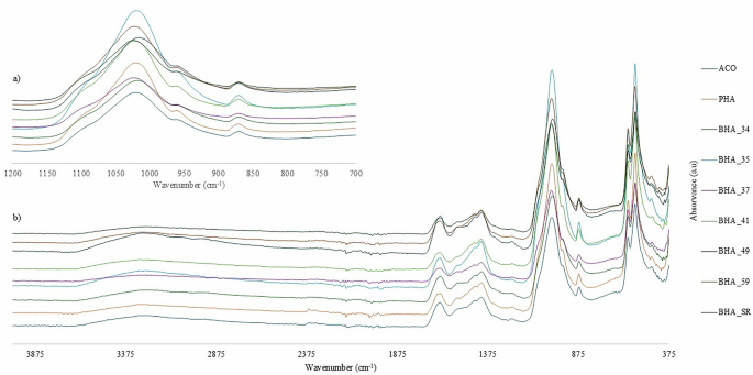 Fig. 2: FTIR spectra of the nine elephant ivory samples from the BH-001 shipwreck.