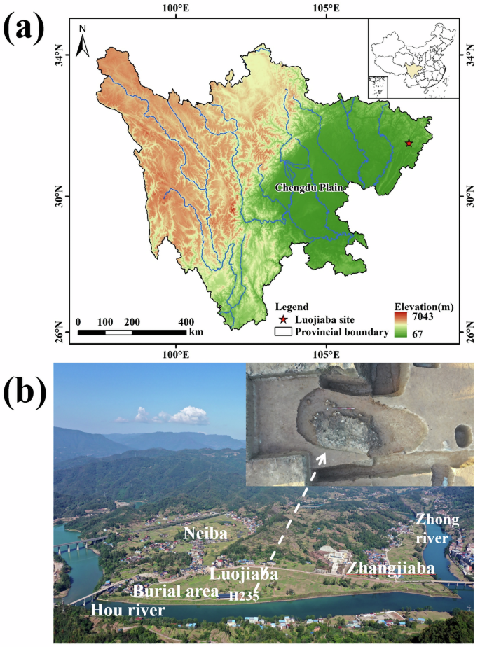 Fig. 1: Location and general information map of the Luojiaba site.