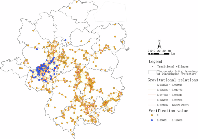 Fig. 12: Core–periphery structure of the traditional village network.