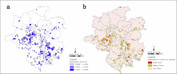 Fig. 7: Distribution of spatial development potential of traditional villages.