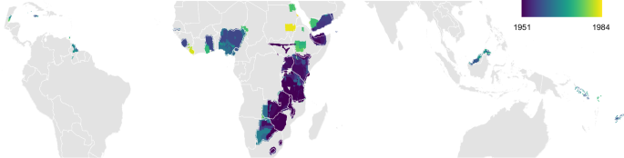 Fig. 1: Approximate coverage of the photographs in the DOS archive.