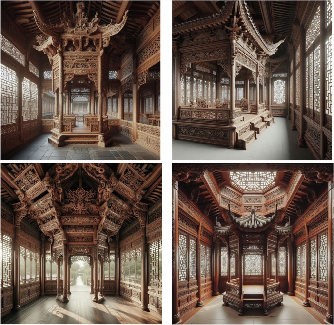 Fig. 7: AIGC outputs showing exaggerated enlargement of stage roof structures.