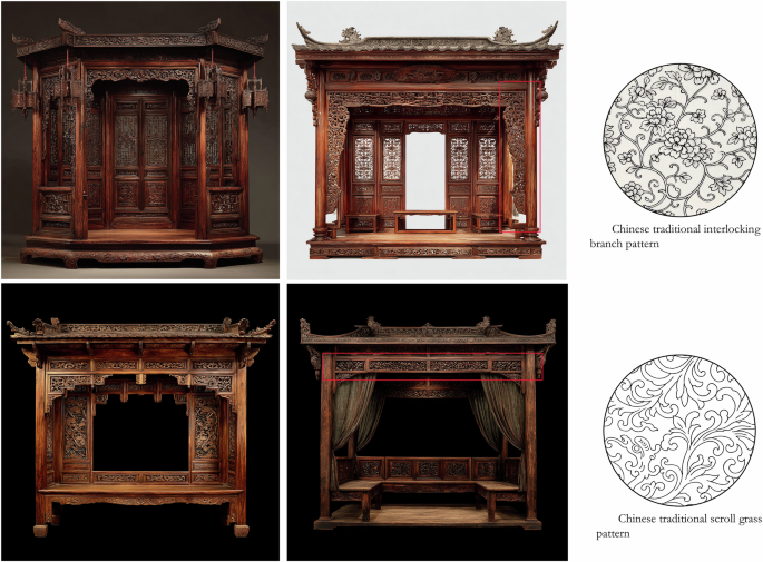 Fig. 8: Exemplary AIGC output showing ornamental amplification and motif densification in the Juanqinzhai interior.