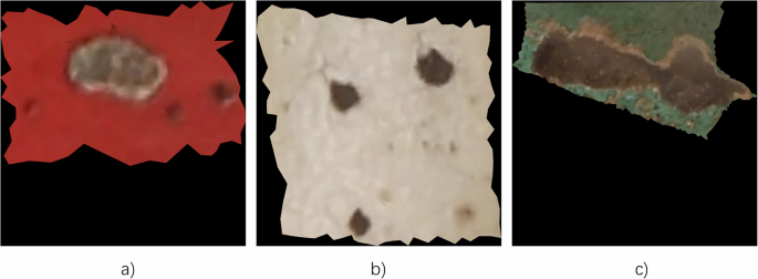 Fig. 16: UV unwrapping diagrams of the three selected areas.