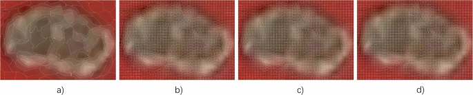 Fig. 17: SLIC segmentation results under different compactness values m (k = 642).