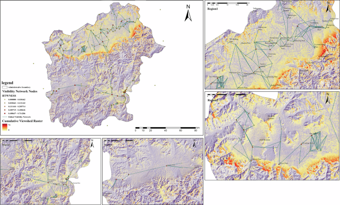 Fig. 4: Viewshed network of military defense in Ming-dynasty Yuxian.
