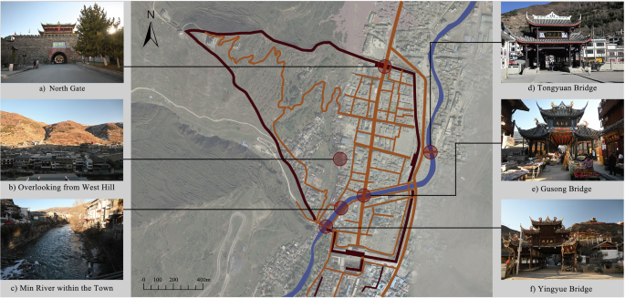 Fig. 4: Analysis of urban-water interactions in Songpan (Contemporary).