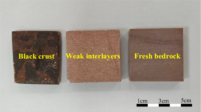 Fig. 7: Rock samples from different layers of the petroglyph-bearing rock.