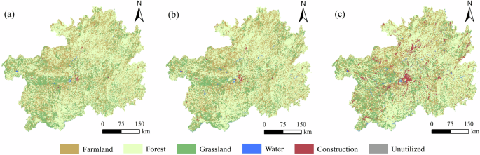 Fig. 3: Spatial distribution of land uses in Guizhou province.