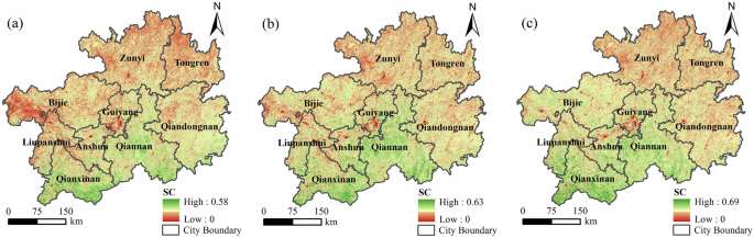 Fig. 5: Spatial distribution of SC in Guizhou province.
