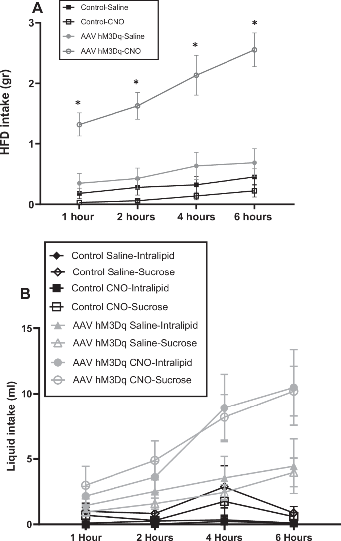 Fig. 4: Chemogenetic activation of NPY neurons in the central amygdala increases consumption of a high-caloric palatable diet without affecting macronutrient preference.
