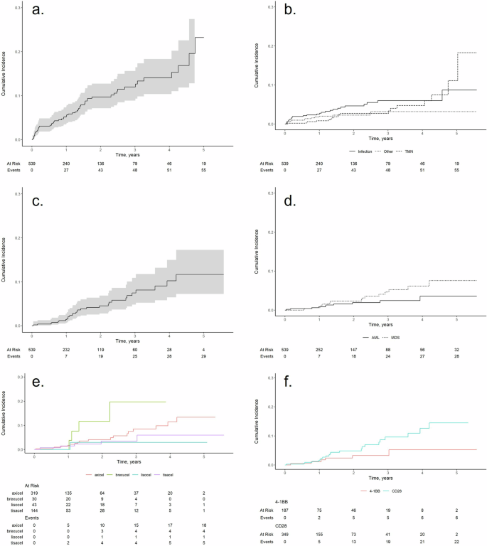 Fig. 1: Non-relapse mortality (NRM) and therapy-related myeloid neoplasms (t-MN) incidences curves.