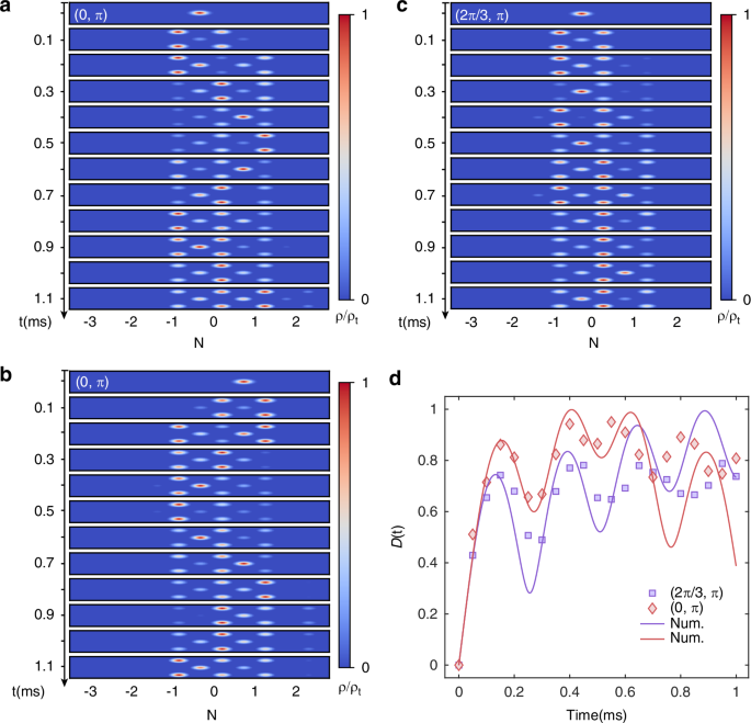Fig. 2: Biased oscillations in the binary flux-staggered lattice.