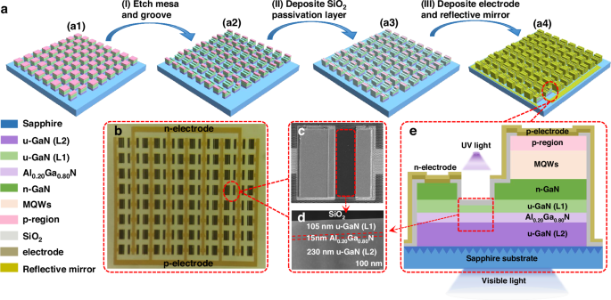 Fig. 1: Device fabrication and structural characterization.