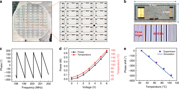 Fig. 2: Fabrication of SAW sensor devices and their performances.