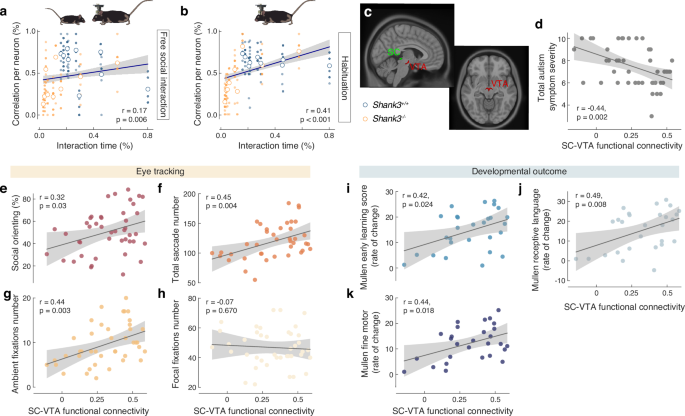 Fig. 5: Relation between deficits severity and the SC to VTA pathway in rodents and humans.