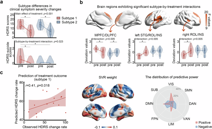 Fig. 4: Subtype differences in treatment response to bright light therapy.