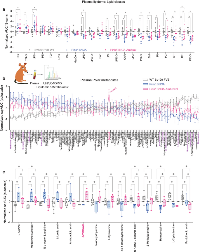 Fig. 9: Untargeted lipidomic and metabolomic analyses in the plasma.