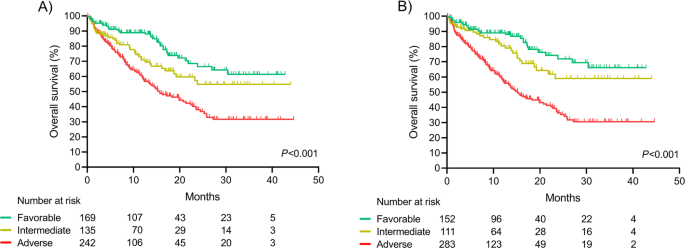 Fig. 2: Outcomes of patients according to ELN risk categories.
