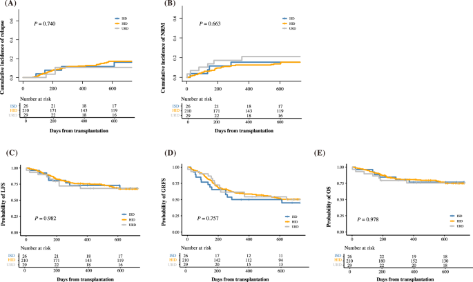Fig. 2: 2-year probabilities of clinical outcomes after allo-HSCT in patients achieving CR.