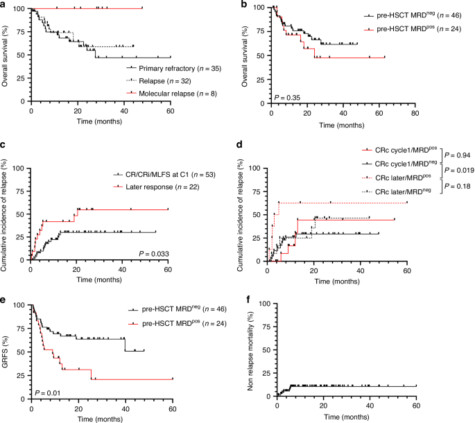 Fig. 1: Post-HSCT outcomes analysis for subgroups of AZA/VEN-treated patients.