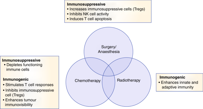 Fig. 2: The immunomodulatory effects of surgery, chemotherapy and radiotherapy.