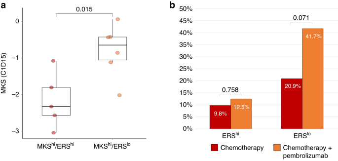 Fig. 4: Clinical outcomes in patients receiving neoadjuvant AI plus palbociclib and in patients receiving neoadjuvant chemotherapy with or without pembrolizumab.