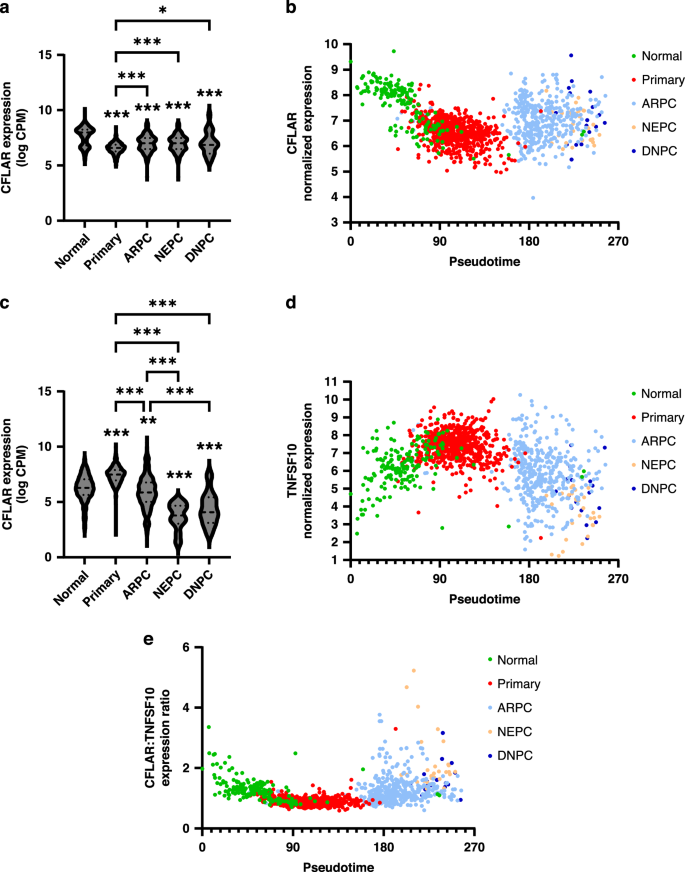 Fig. 3: Analysing CFLAR and TNFSF10 expression during prostate cancer progression.