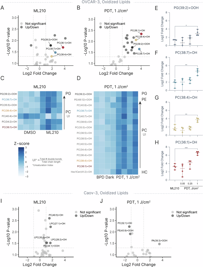 Fig. 5: Oxidized lipids induced by ML210 and PDT.