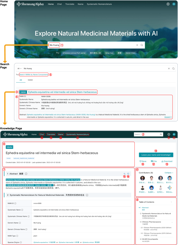 Fig. 4: Browsing NMM knowledge on the ShennongAlpha Web.