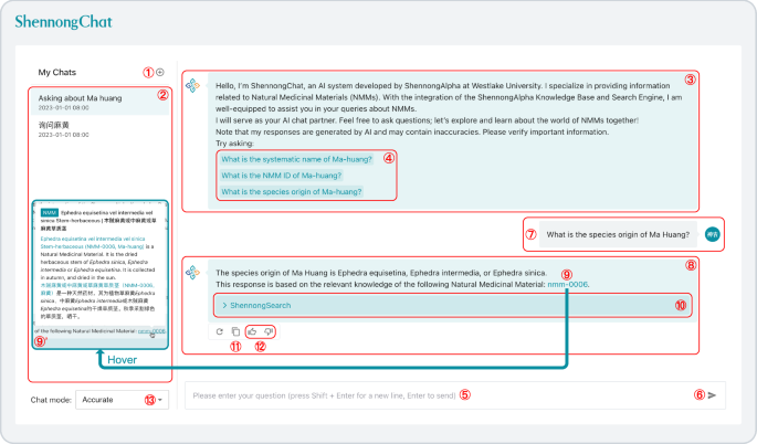 Fig. 5: Chat-based NMM knowledge acquisition through ShennongChat.