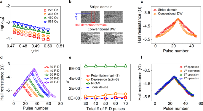 Fig. 2: Weight characteristics of spin-S devices under different operation parameters.